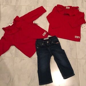 Levi’s stretch jeans and 2 new shirts. EUC!